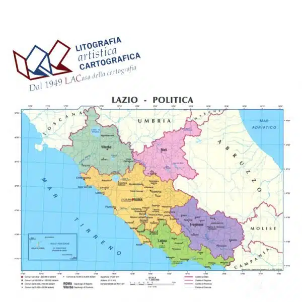 Lazio - Carte scolastiche da banco Italiane A4 scala 1:1.200.000 - immagine 2