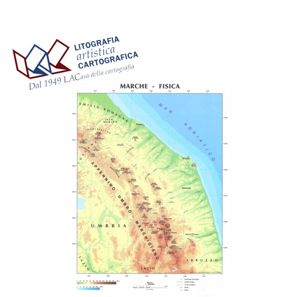 Marche - Carte scolastiche murali 98 x 137 cm scala 1:175.000