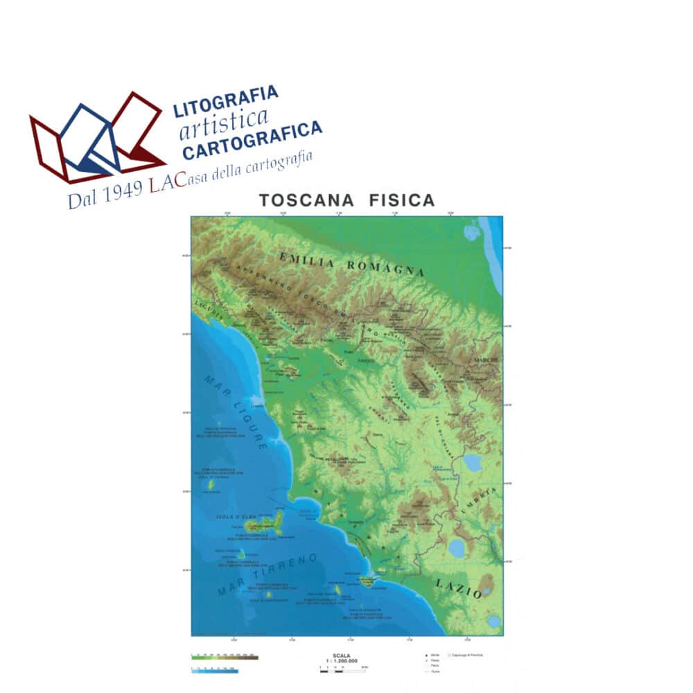 Toscana - Carte scolastiche murali 91 x 137 cm scala 1:250.000