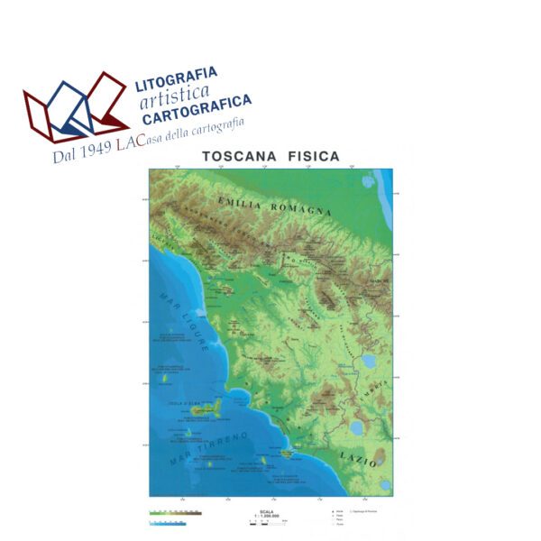 Toscana - Carte scolastiche da banco Italiane A4 scala 1:1.200.000