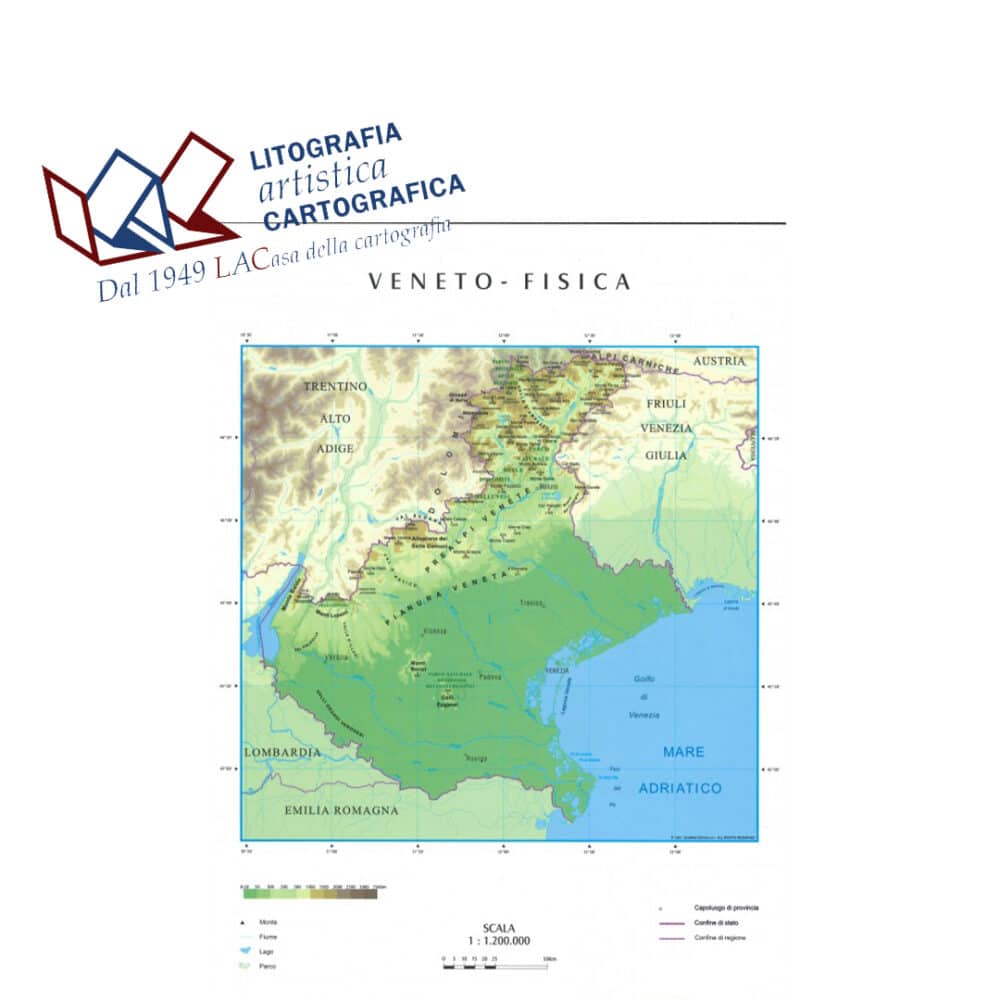 Veneto - Carte scolastiche murali 98 x 118 cm scala 1:275.000