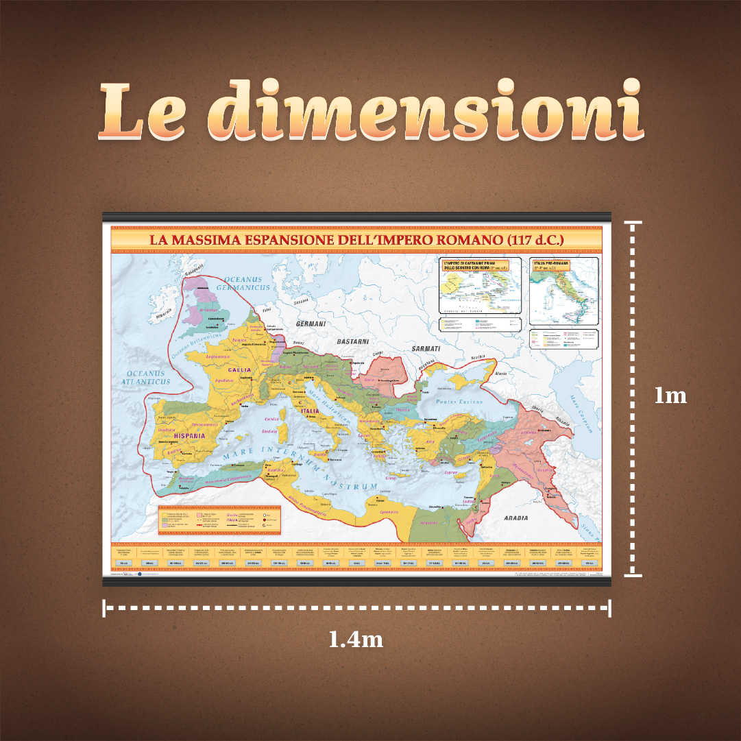 La Massima Espansione dell'Impero Romano (117 d.C.) - Carte scolastiche murali 140 x 100 cm - immagine 3