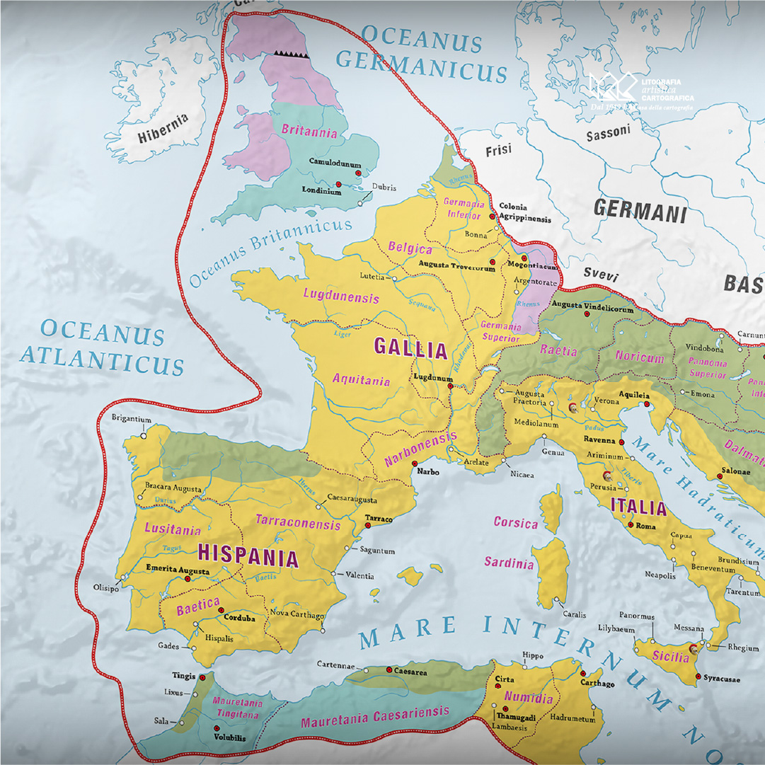 La Massima Espansione dell'Impero Romano (117 d.C.) - Carte scolastiche murali 140 x 100 cm - immagine 4