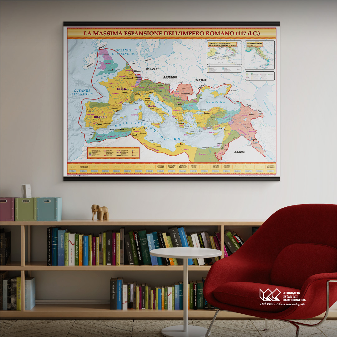 La Massima Espansione dell'Impero Romano (117 d.C.) - Carte scolastiche murali 140 x 100 cm - immagine 8